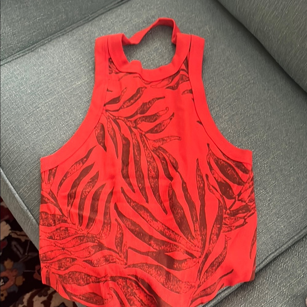 Free People Red Leaf Print Women's Top